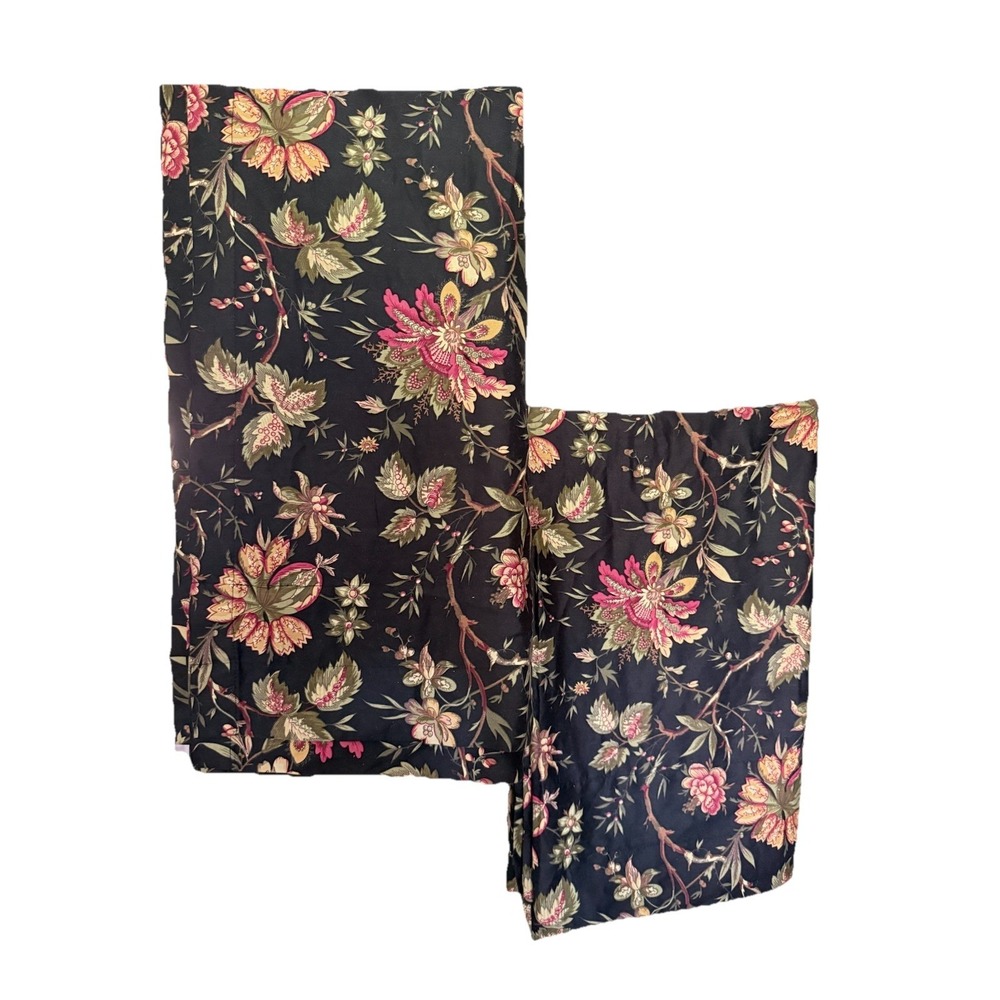 Waverly Felicite Noir Window Panel - 100% Cotton - 50" X 84" Pair Of Panels